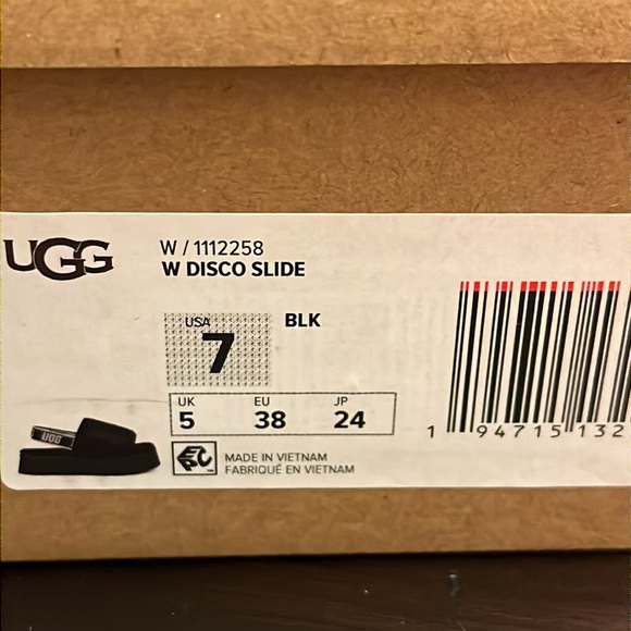 Ugg Australia Disco slides sandals shoes black new 1112258 Women’s size 7 - Picture 16 of 16